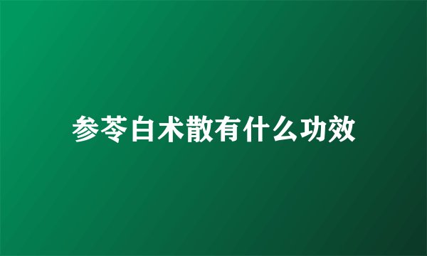 参苓白术散有什么功效