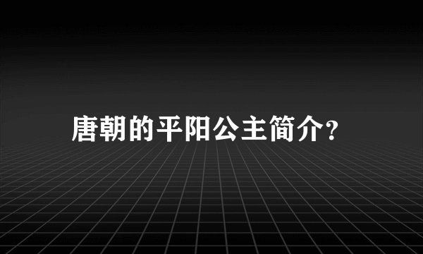 唐朝的平阳公主简介?