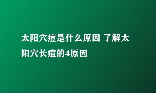 太阳穴痘是什么原因 了解太阳穴长痘的4原因