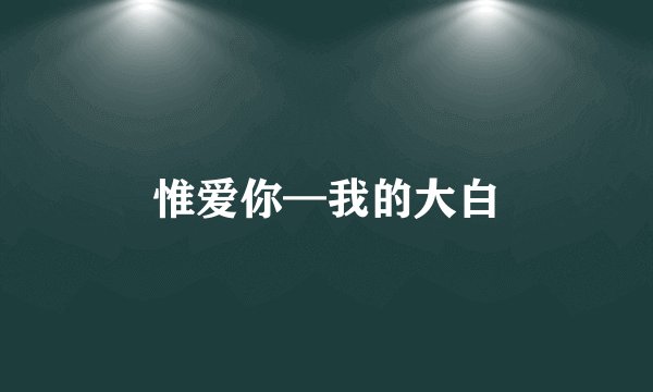 惟爱你—我的大白