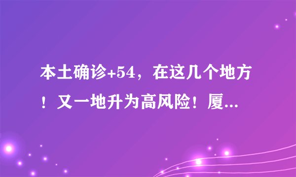 本土确诊+54,在这几个地方!又一地升为高风险!厦门疾控最新提醒→