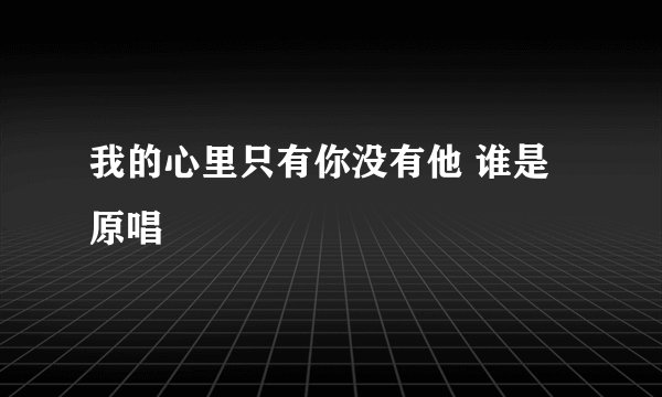 我的心里只有你没有他 谁是原唱