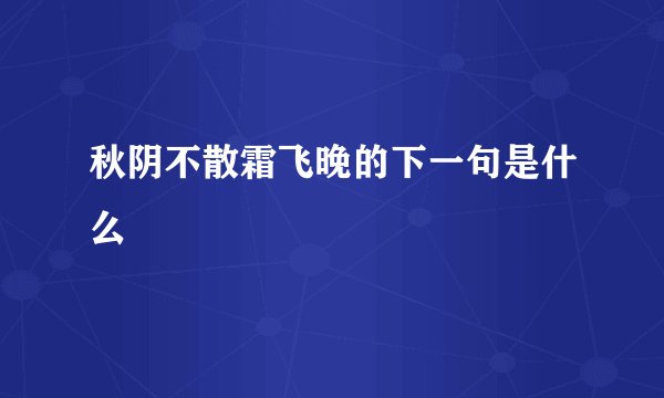 秋阴不散霜飞晚的下一句是什么