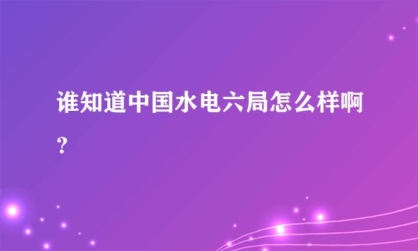 谁知道中国水电六局怎么样啊?