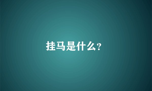 挂马是什么？