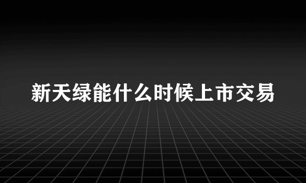 新天绿能什么时候上市交易