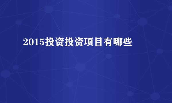 2015投资投资项目有哪些