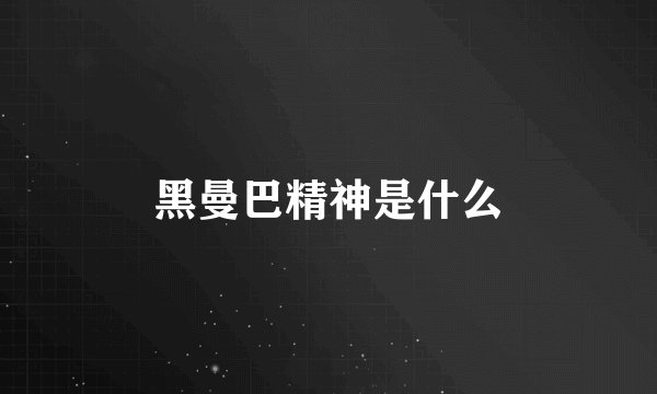 黑曼巴精神是什么