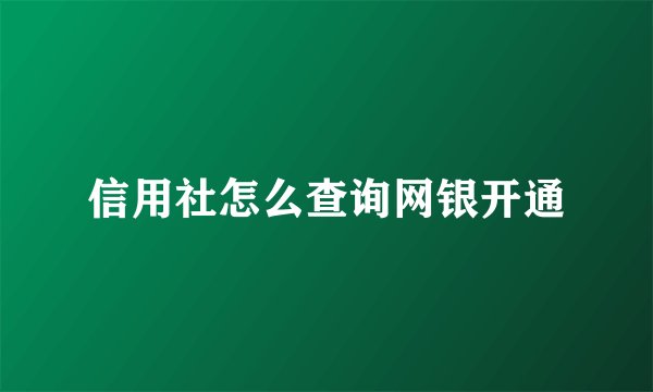 信用社怎么查询网银开通