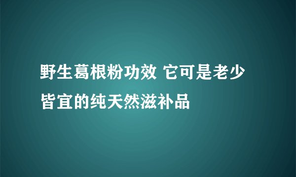 野生葛根粉功效 它可是老少皆宜的纯天然滋补品