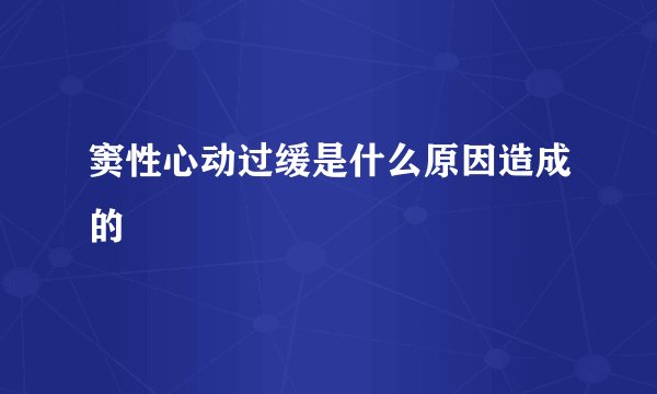 窦性心动过缓是什么原因造成的