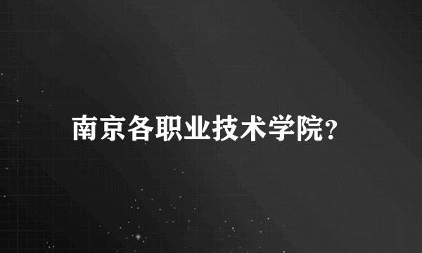 南京各职业技术学院？