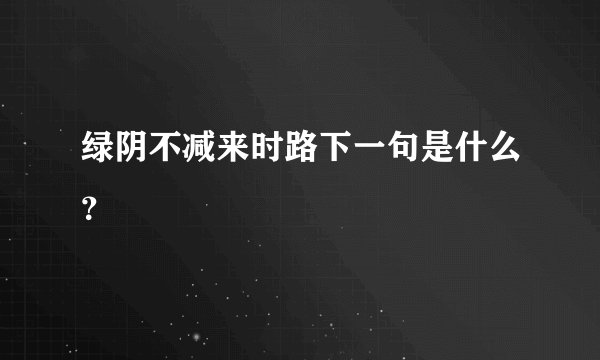 绿阴不减来时路下一句是什么？