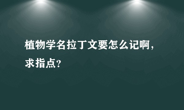 植物学名拉丁文要怎么记啊,求指点?