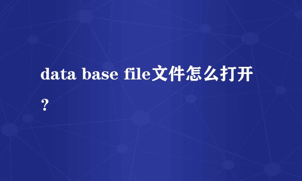 data base file文件怎么打开?