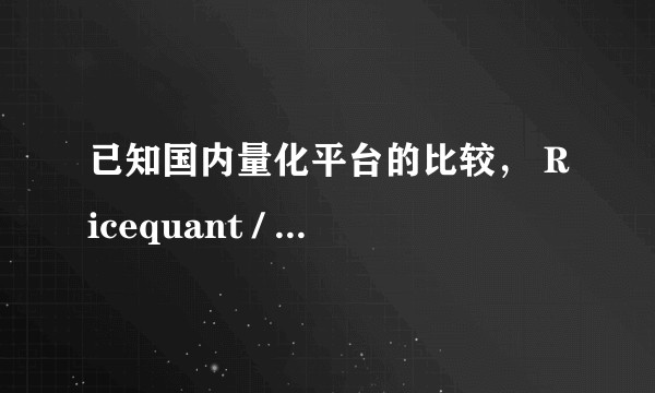 已知国内量化平台的比较, Ricequant / 优矿究竟谁是下一个quantopian,哪家挖矿强?