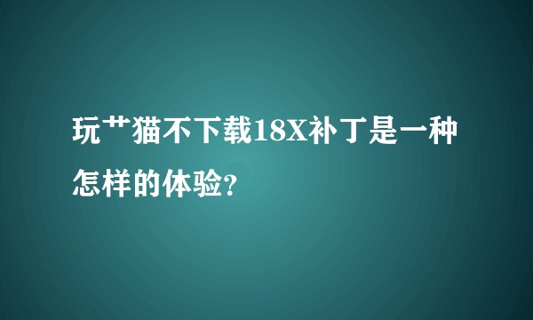 玩艹猫不下载18X补丁是一种怎样的体验?