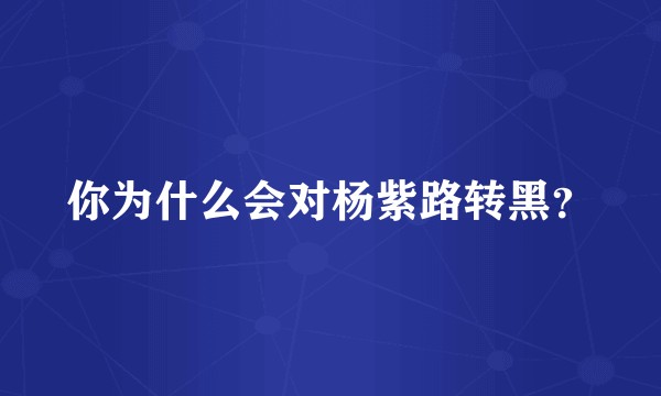 你为什么会对杨紫路转黑？