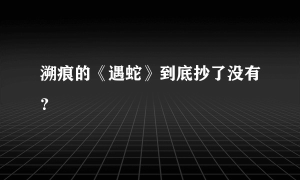 溯痕的《遇蛇》到底抄了没有？