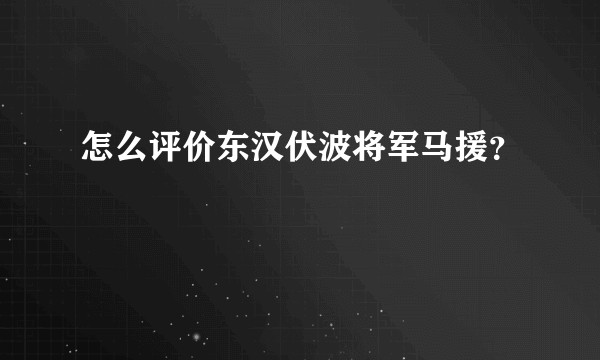 怎么评价东汉伏波将军马援？