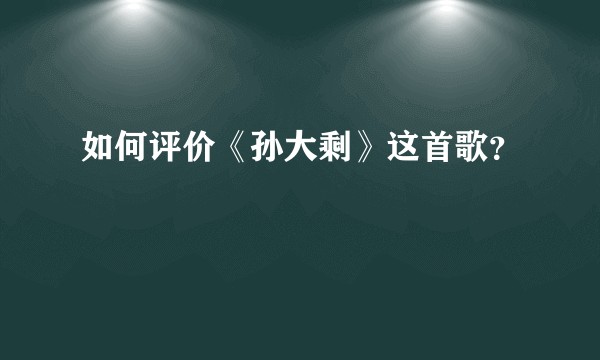如何评价《孙大剩》这首歌？