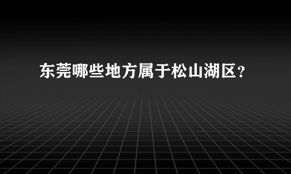 东莞哪些地方属于松山湖区？