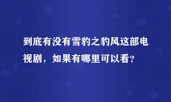 到底有没有雪豹之豹风这部电视剧，如果有哪里可以看？