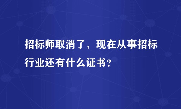 招标师取消了，现在从事招标行业还有什么证书？