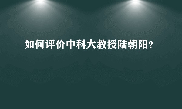 如何评价中科大教授陆朝阳?