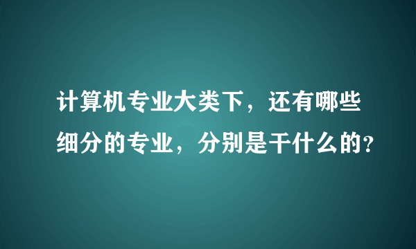 计算机专业大类下,还有哪些细分的专业,分别是干什么的?