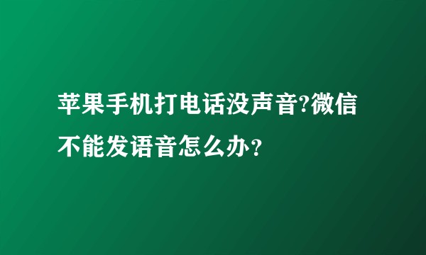 苹果手机打电话没声音?微信不能发语音怎么办？