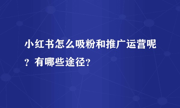 小红书怎么吸粉和推广运营呢?有哪些途径?