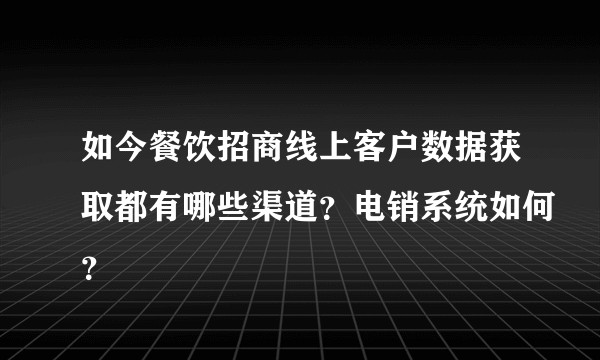 如今餐饮招商线上客户数据获取都有哪些渠道？电销系统如何？