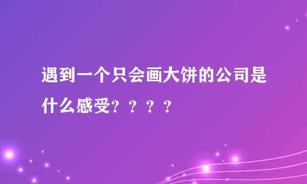 遇到一个只会画大饼的公司是什么感受？？？？