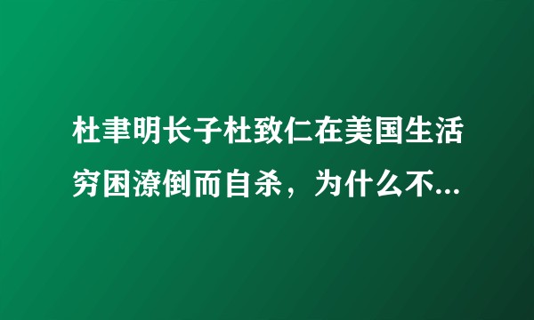 杜聿明长子杜致仁在美国生活穷困潦倒而自杀，为什么不去找姐夫杨振宁？